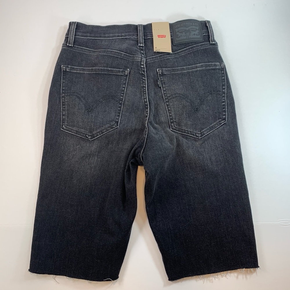 Levis Women High Rise Bike Shorts, Blk Sz 4 W27 - Picture 2 of 4